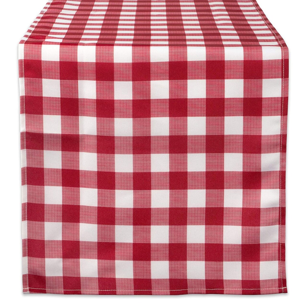 Contemporary Home Living Checkered Outdoor Rectangular Table Runner - 72" - Red and White